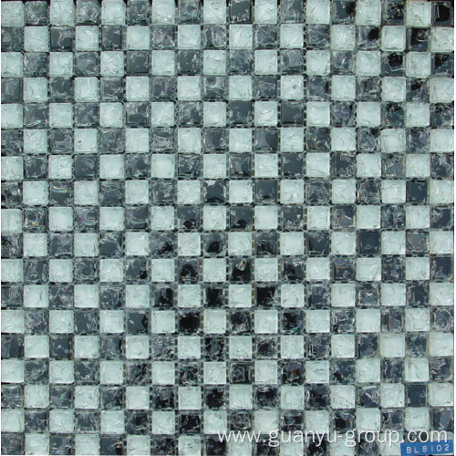 White& Black Glass Cracked Mosaic Tile